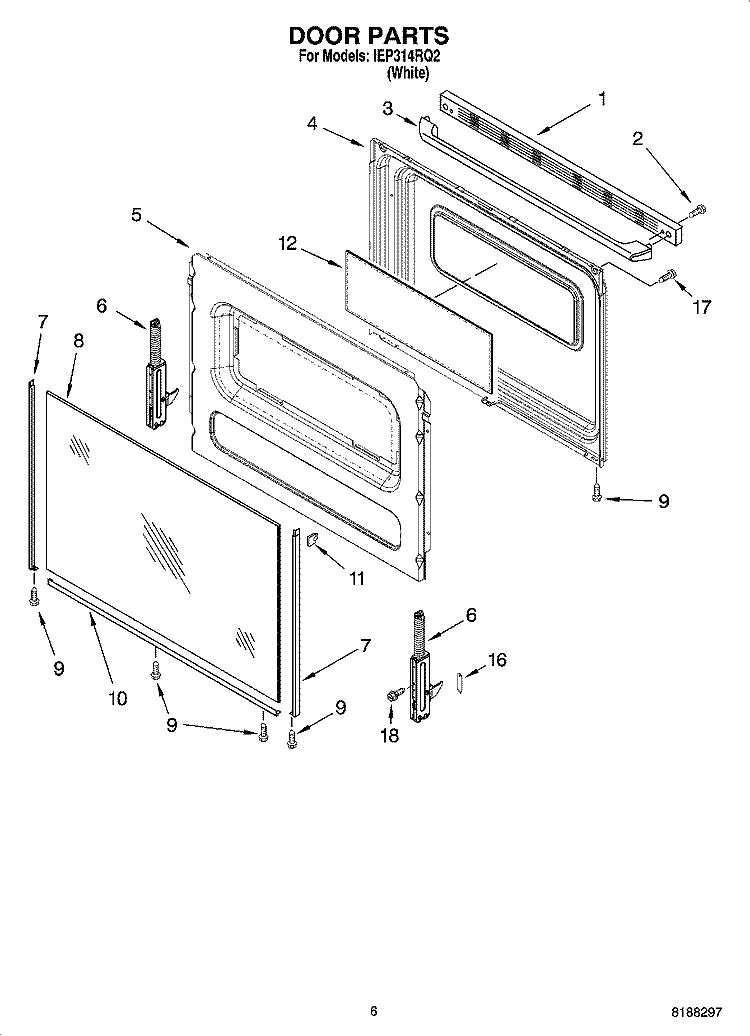 DOOR PARTS, OPTIONAL PARTS Diagram and Parts List for IEP314RQ2  Inglis Range