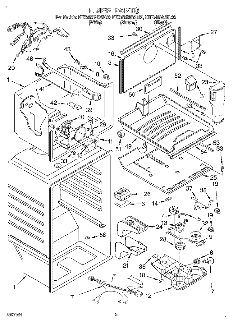 LINER Diagram and Parts List for KTRS22MGBL00  KitchenAid Refrigerator