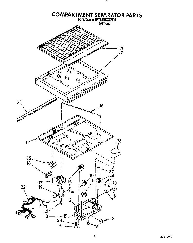 COMPARTMENT SEPARATOR Diagram and Parts List for 3ET18DKXXN01  Whirlpool Refrigerator