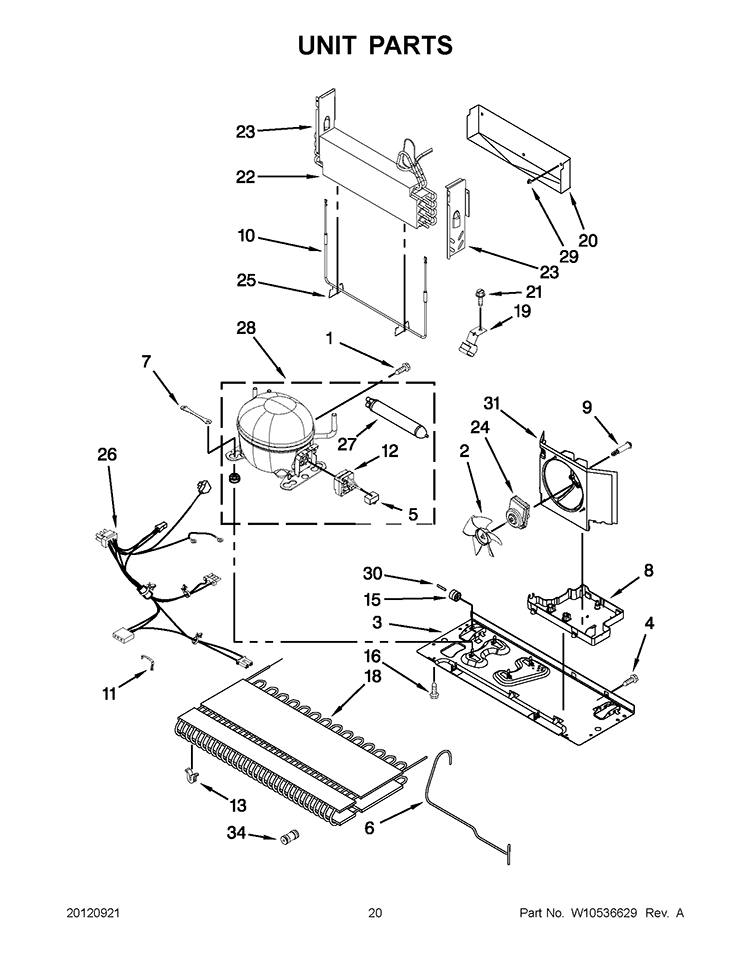 UNIT PARTS Diagram and Parts List for GI6FDRXXY010  Whirlpool Refrigerator