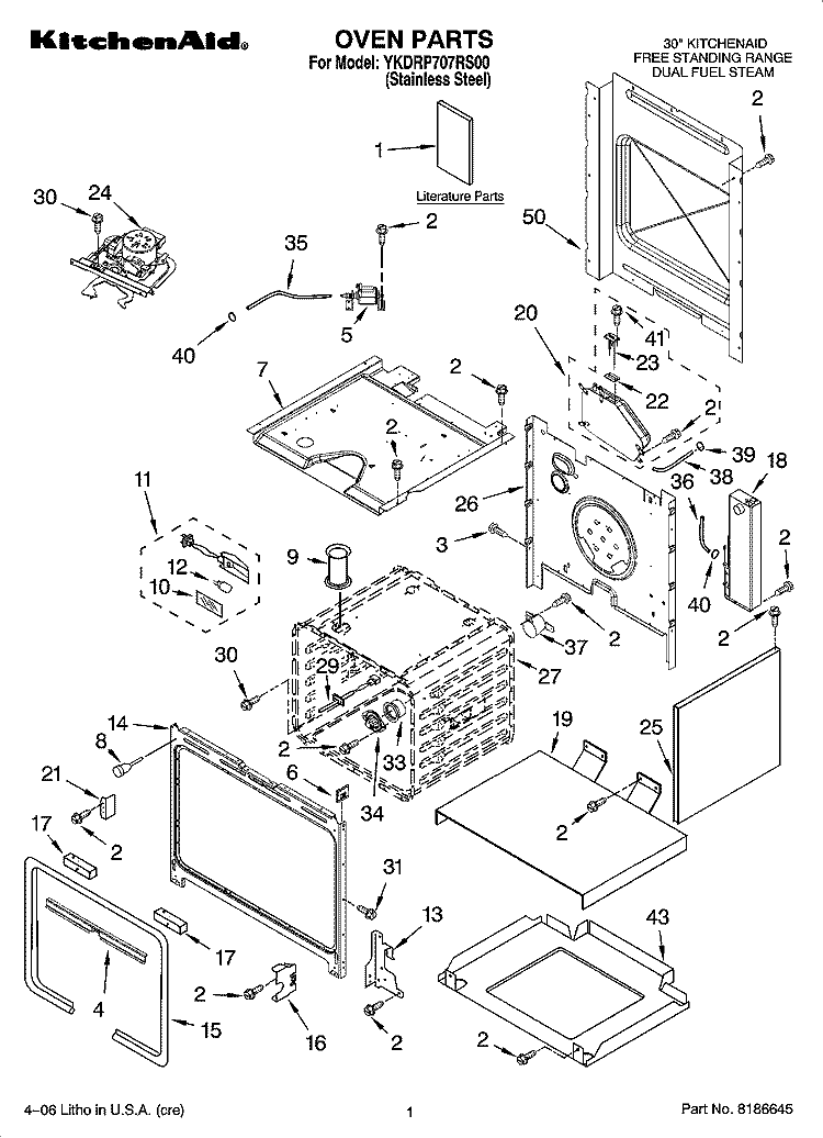 OVEN PARTS Diagram and Parts List for YKDRP707RS00  KitchenAid Range