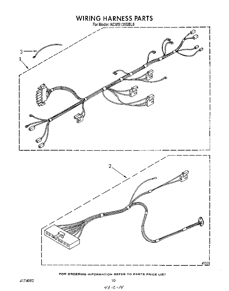 WIRING HARNESS Diagram and Parts List for KCMS135SBL6  KitchenAid Microwave