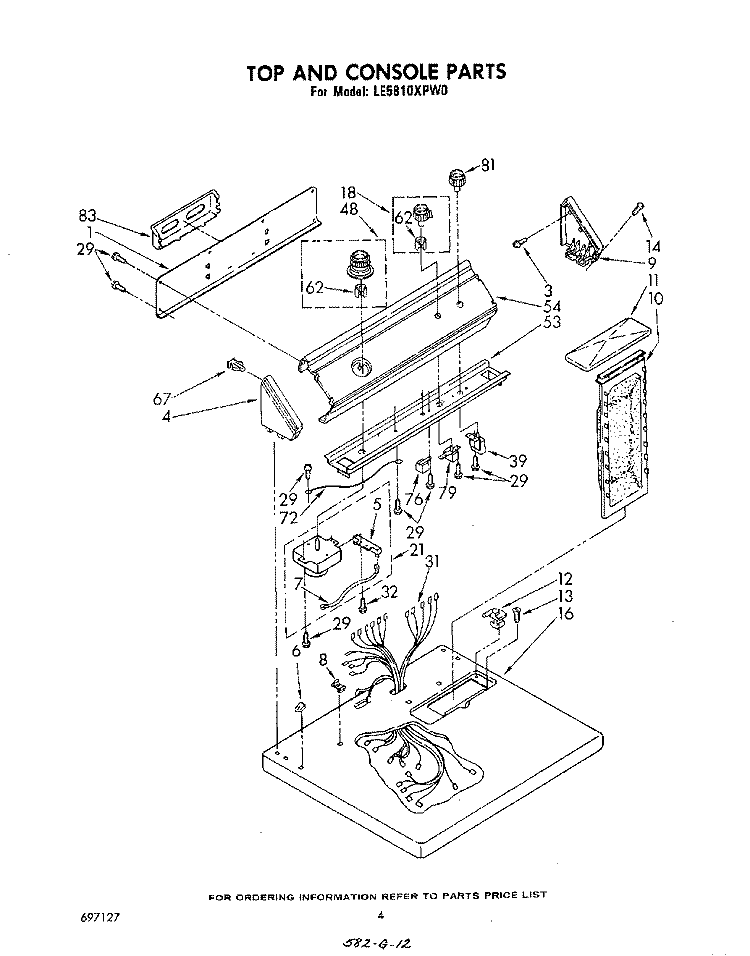 SECTION Diagram and Parts List for LE5810XPW0  Whirlpool Dryer