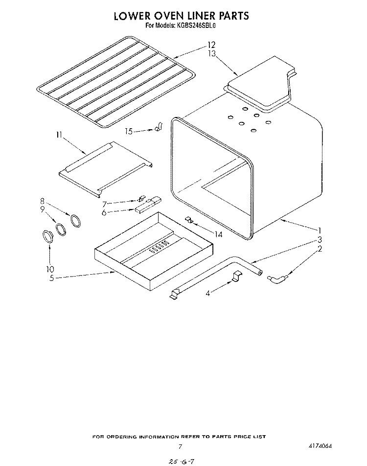 LOWER OVEN LINER Diagram and Parts List for KGBS246SBL0  KitchenAid Wall Oven