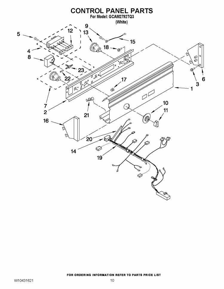 CONTROL PANEL PARTS Diagram and Parts List for GCAM2792TQ3  Whirlpool Washer