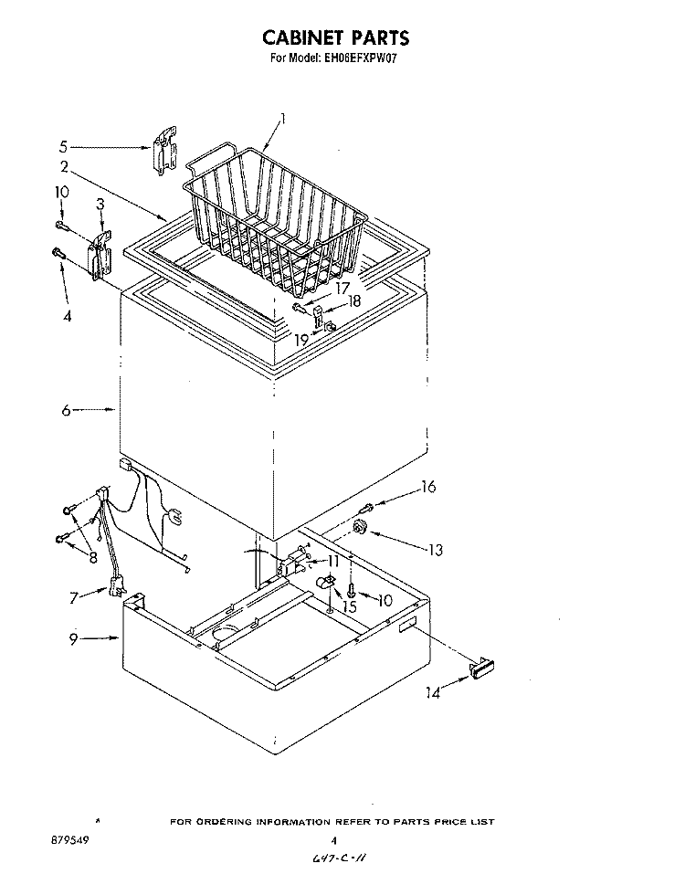 SECTION Diagram and Parts List for EH06EFXPW07  Whirlpool Freezer