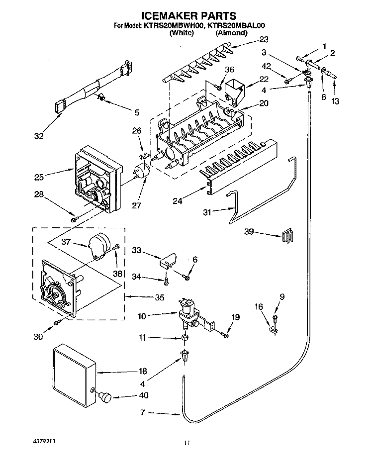 ICEMAKER Diagram and Parts List for KTRS20MBWH00  KitchenAid Refrigerator