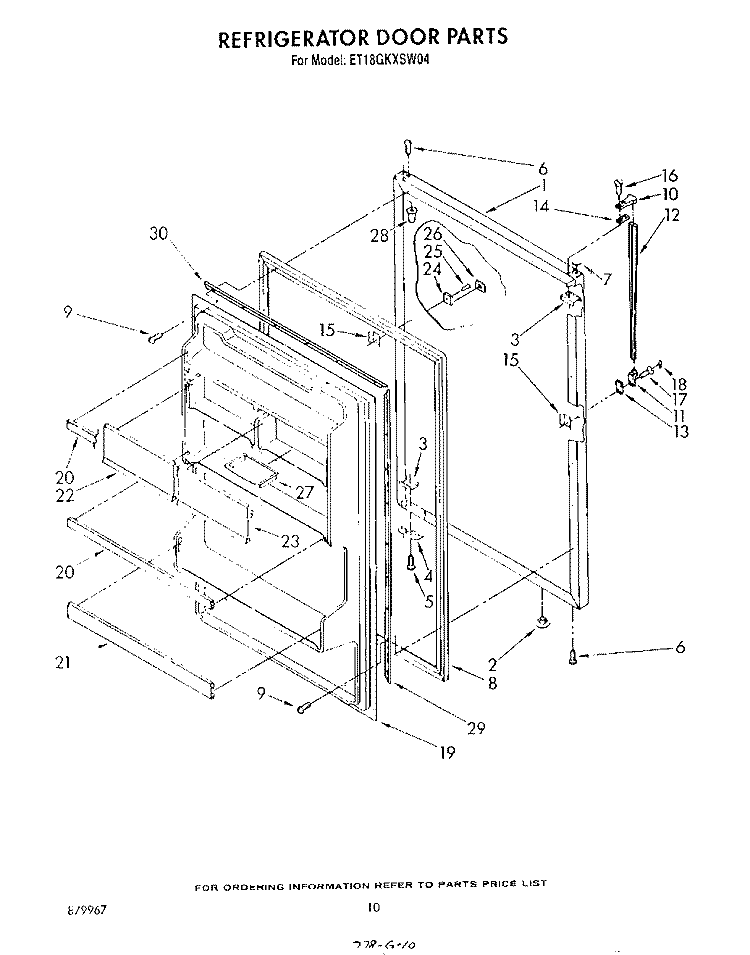 REFRIGERATOR DOOR , NOT ILLUSTRATED Diagram and Parts List for ET18GKXSW04  Whirlpool Refrigerator