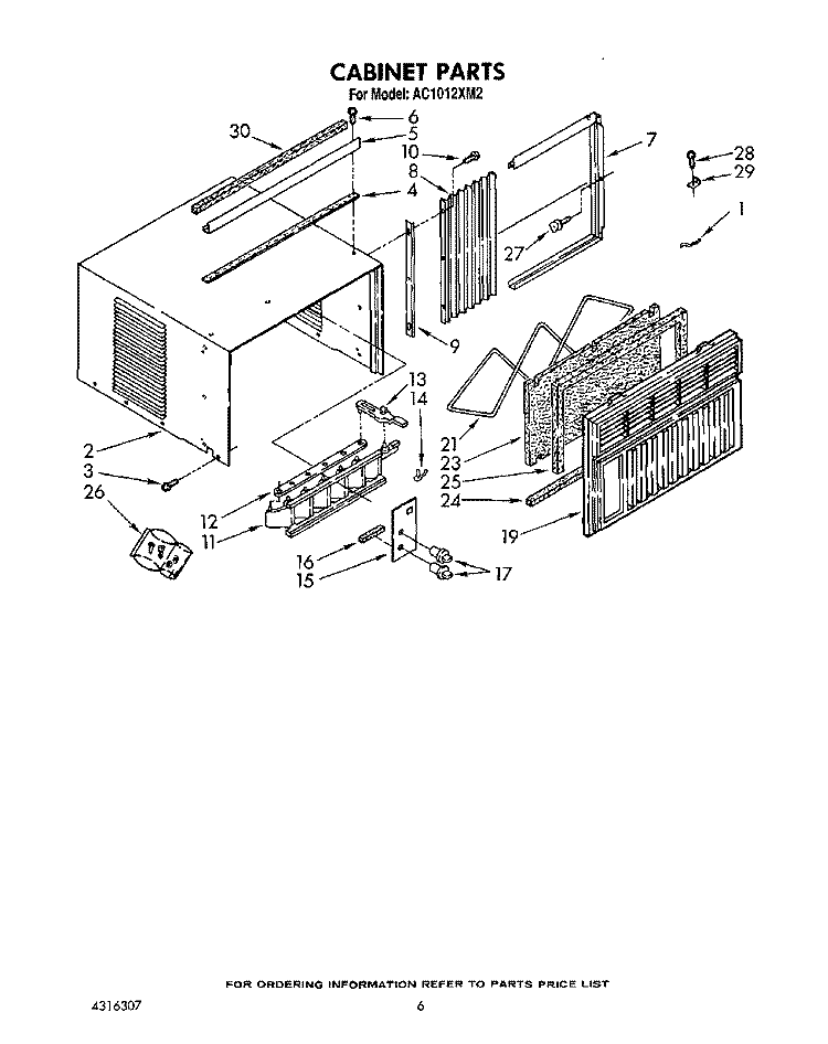 CABINET, LIT/OPTIONAL Diagram and Parts List for AC1012XM2  Whirlpool Air Conditioner