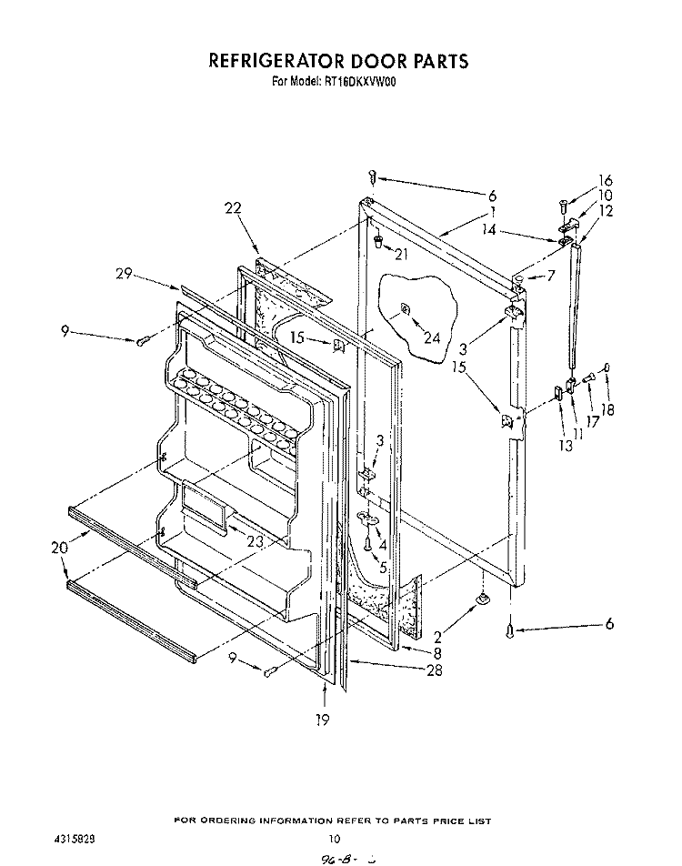 REFRIGERATOR DOOR , NOT ILLUSTRATED Diagram and Parts List for RT16DKXVW00  Roper Refrigerator