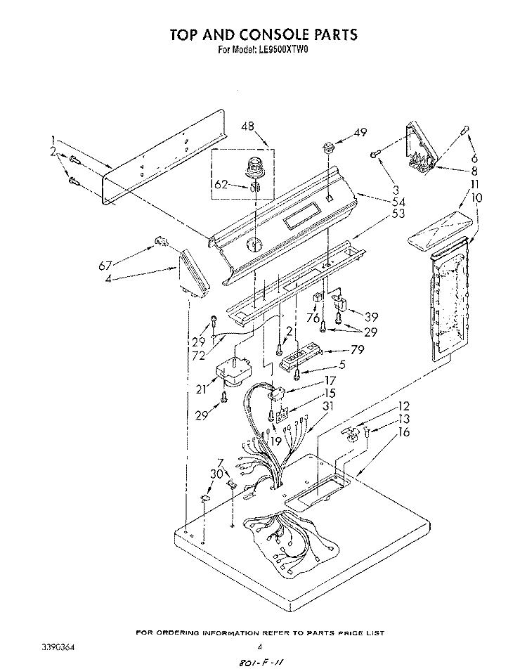 SECTION Diagram and Parts List for LE9500XTN0  Whirlpool Dryer