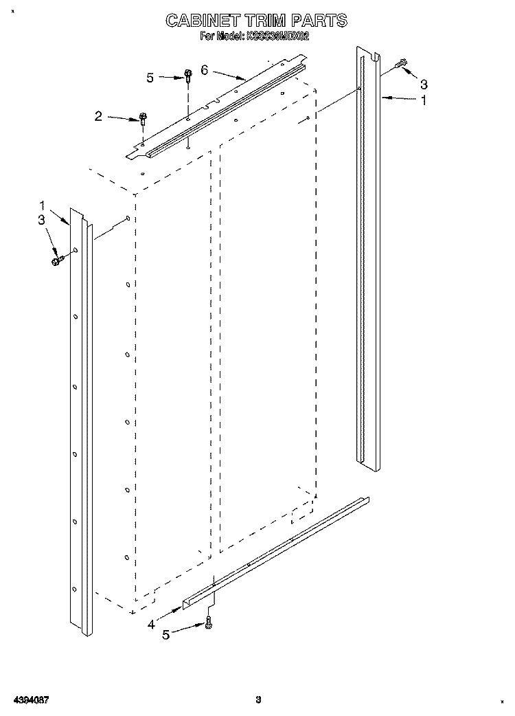 CABINET TRIM Diagram and Parts List for KSSS36MDX02  KitchenAid Refrigerator