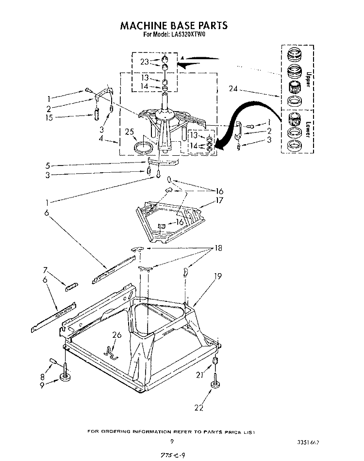 MACHINE BASE Diagram and Parts List for LA5320XTG0  Whirlpool Washer