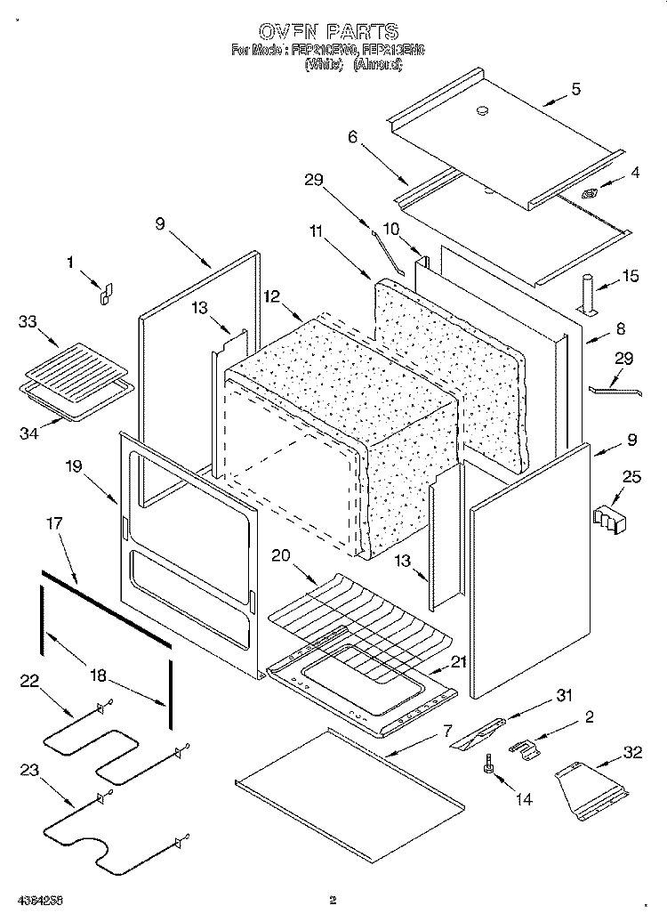 OVEN Diagram and Parts List for FEP210EN0  Roper Range
