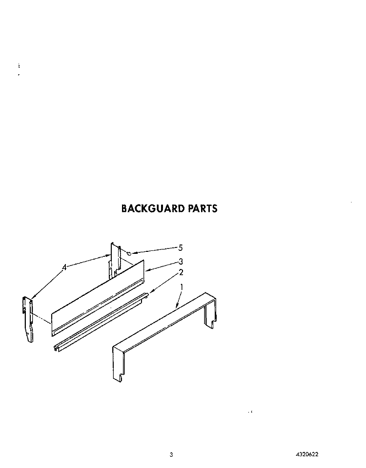 BACKGUARD Diagram and Parts List for SF3040SRW6  Whirlpool Range