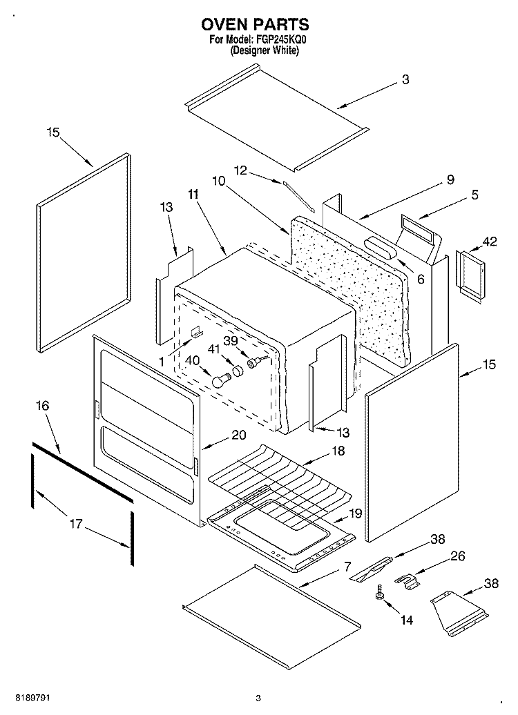 OVEN Diagram and Parts List for FGP245KQ0  Roper Range