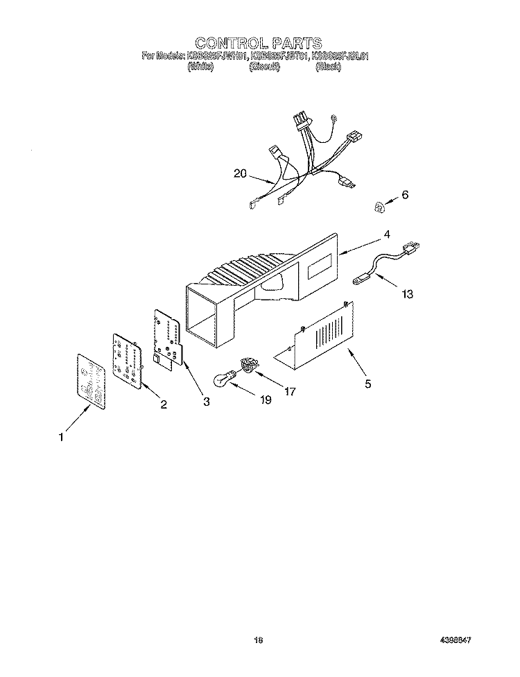CONTROL Diagram and Parts List for KSBS25FJBT01  KitchenAid Refrigerator