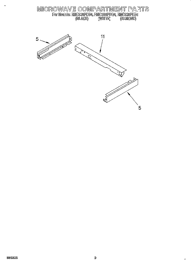 MICROWAVE COMPARTMENT Diagram and Parts List for RMC305PDQ4  Whirlpool Microwave Oven Combo