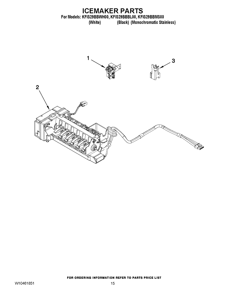 ICEMAKER PARTS Diagram and Parts List for KFIS29BBBL00  KitchenAid Refrigerator