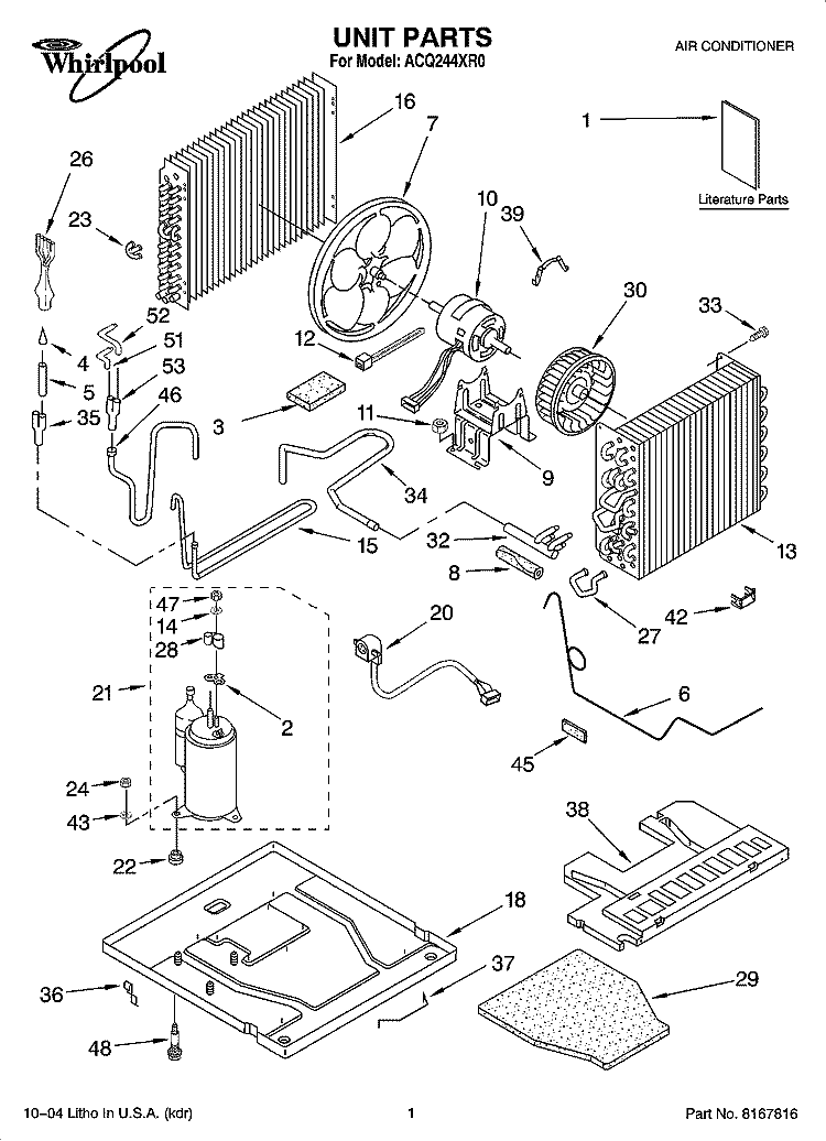 UNIT PARTS Diagram and Parts List for ACQ244XR0  Whirlpool Air Conditioner
