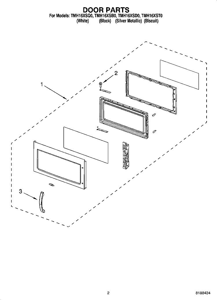DOOR PARTS Diagram and Parts List for TMH16XSQ0  Estate Microwave