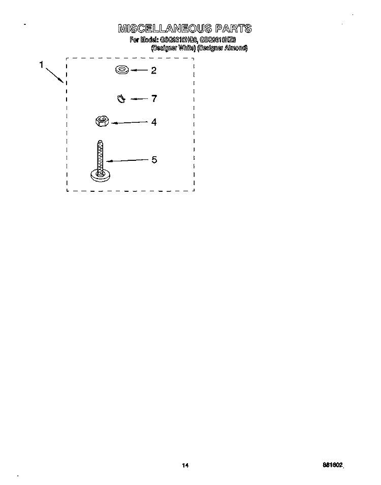 MISCELLANEOUS, OPTIONAL Diagram and Parts List for GSQ9310HQ0  Whirlpool Washer