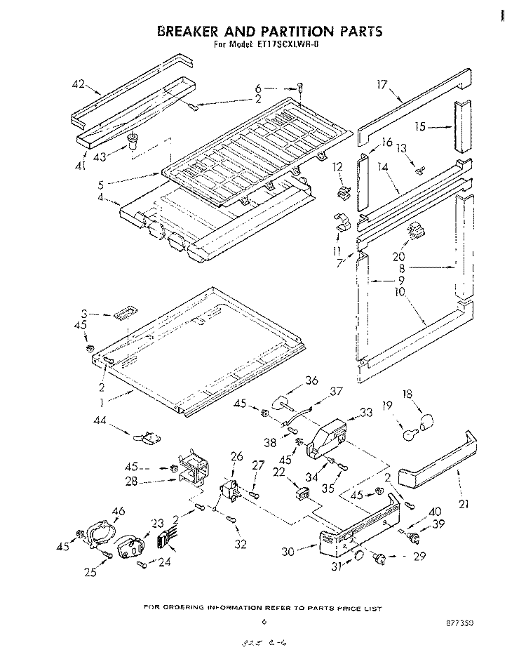 BREAKER AND PARTITION Diagram and Parts List for ET17SCXLWR0  Whirlpool Refrigerator
