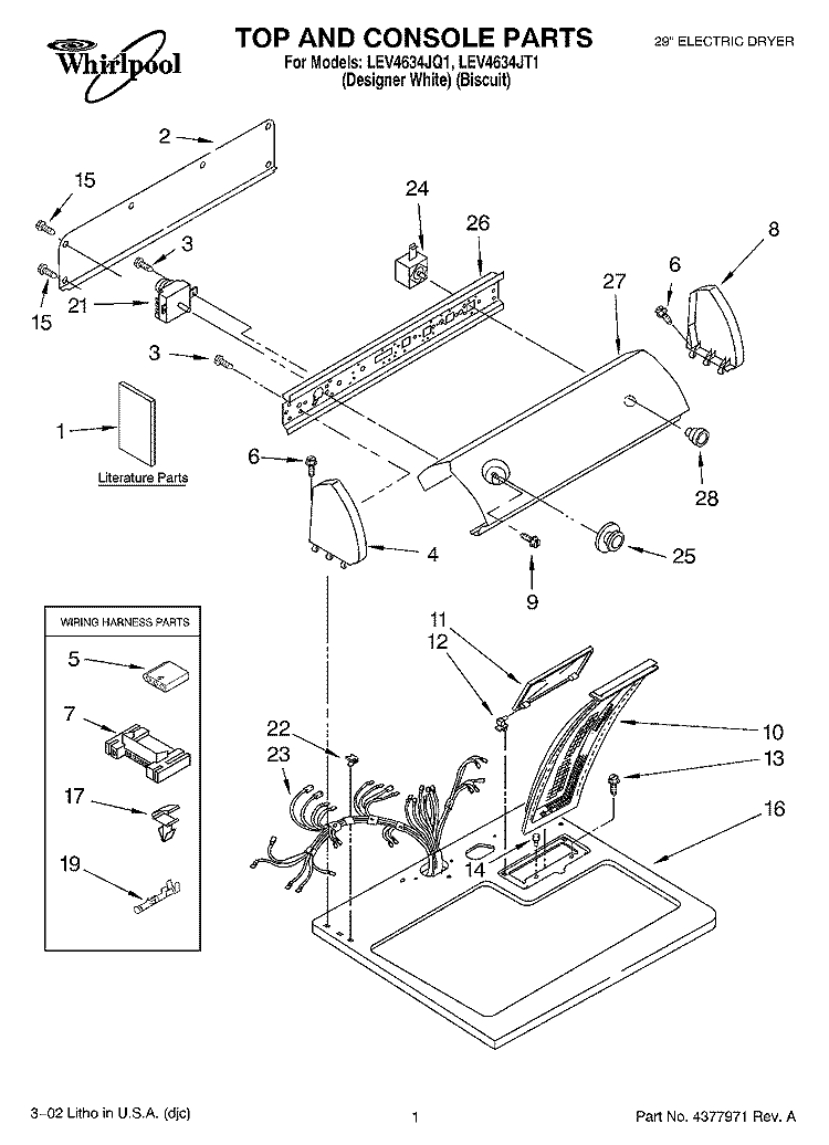 SECTION Diagram and Parts List for LEV4634JQ1  Whirlpool Dryer