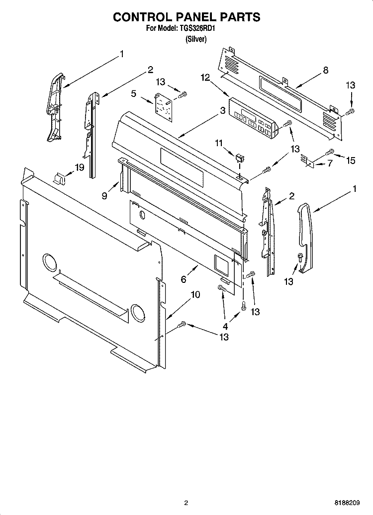 CONTROL PANEL PARTS Diagram and Parts List for TGS326RD1  Estate Range