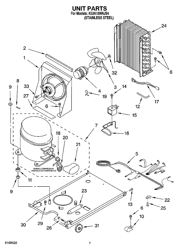 UNIT PARTS Diagram and Parts List for KUIA18NNJS4  KitchenAid Ice Maker
