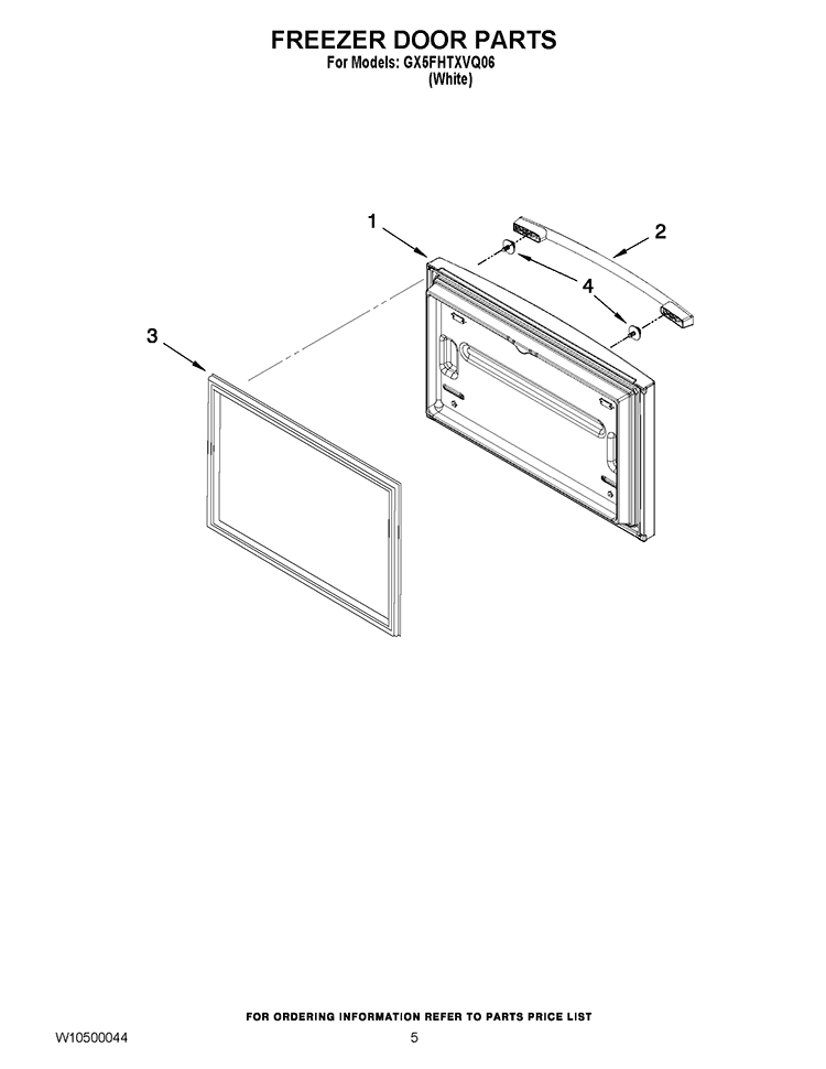 FREEZER DOOR PARTS Diagram and Parts List for GX5FHTXVQ06  Whirlpool Refrigerator