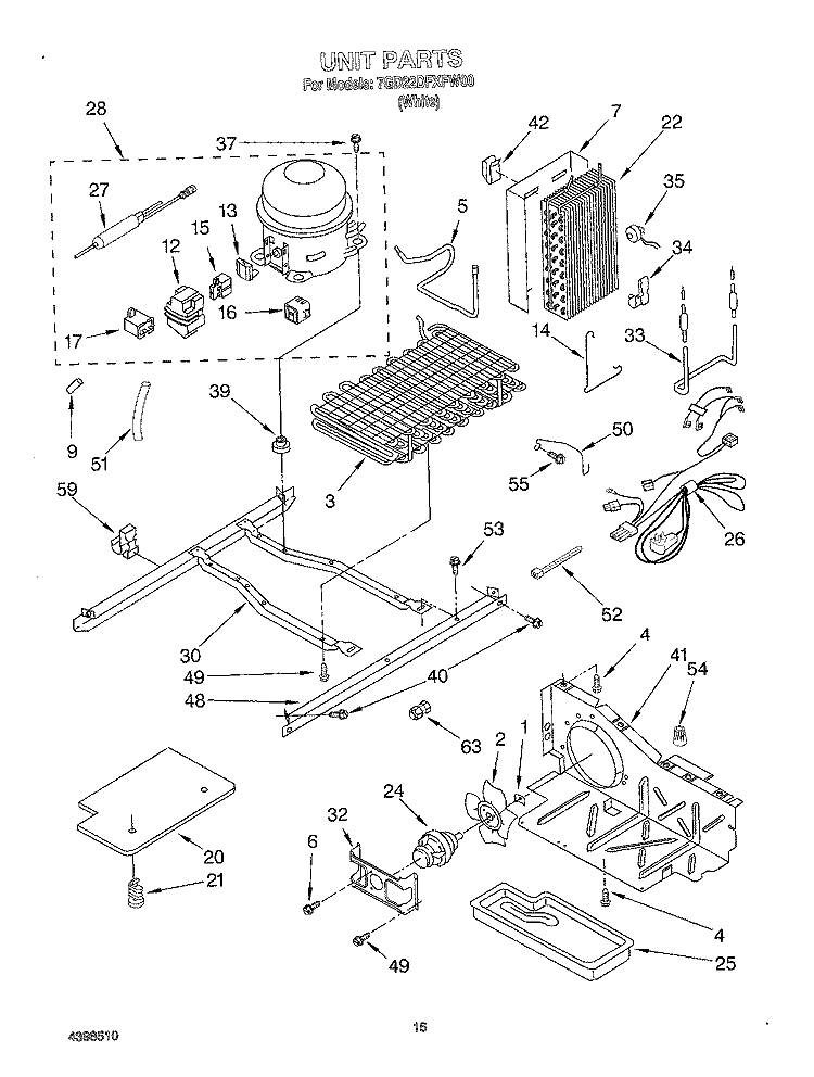 UNIT Diagram and Parts List for 7GD22DFXFW00  Whirlpool Refrigerator