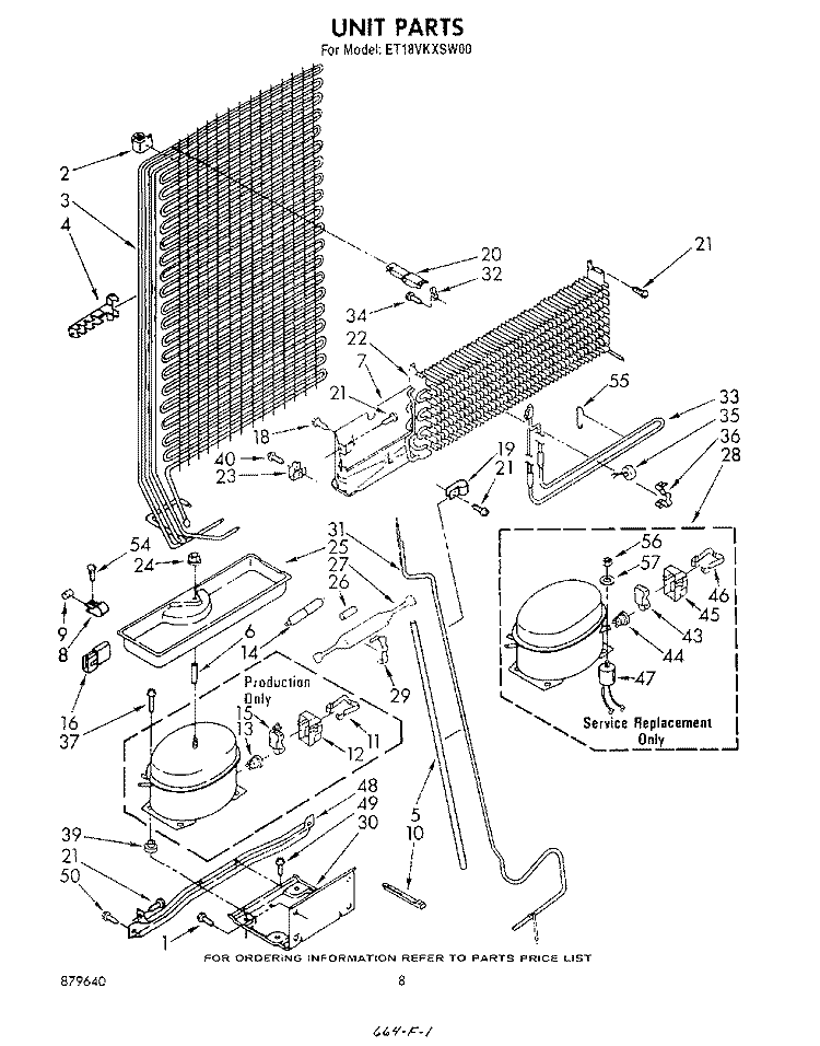 UNIT Diagram and Parts List for ET18VKXSW00  Whirlpool Refrigerator