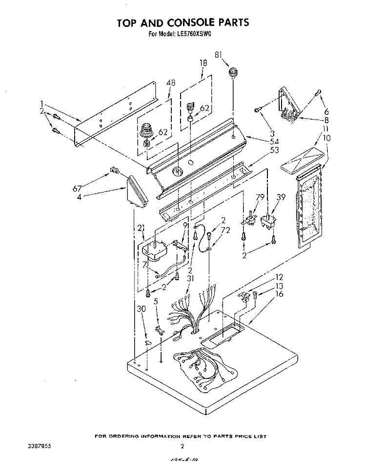 SECTION Diagram and Parts List for LE5760XSW0  Whirlpool Dryer