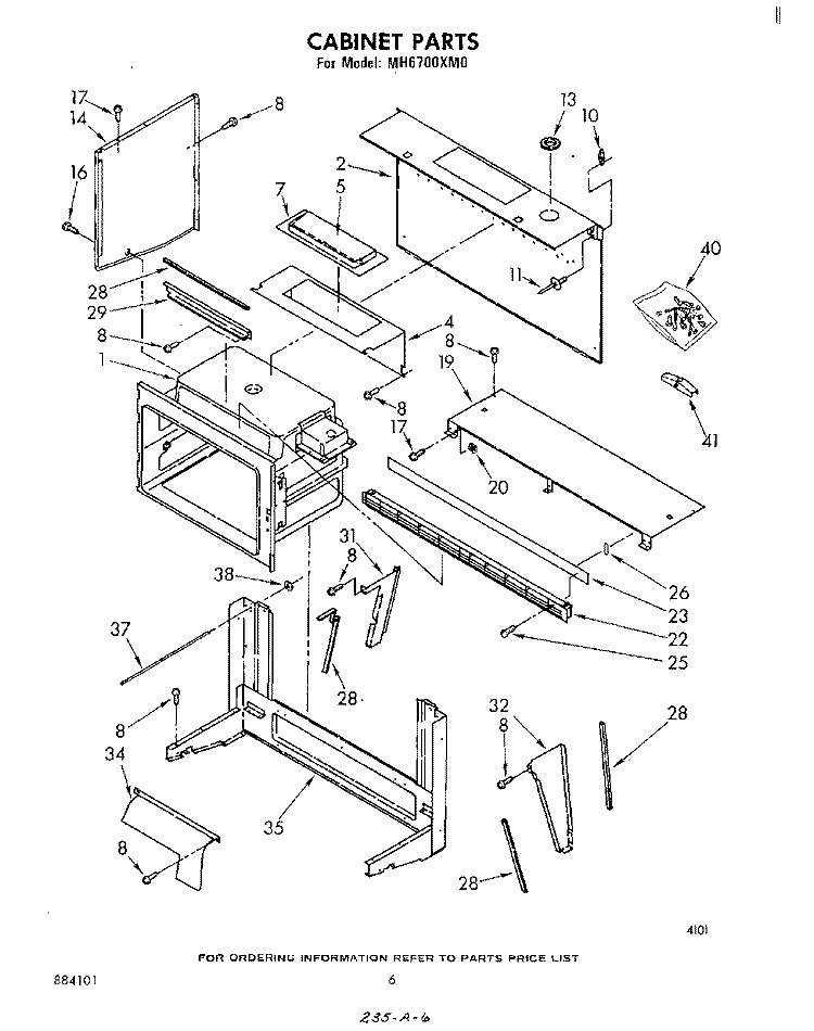 CABINET Diagram and Parts List for MH6700XM0  Whirlpool Microwave