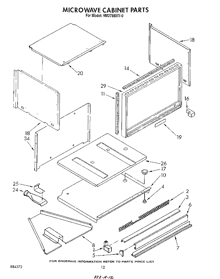 MICROWAVE CABINET Diagram and Parts List for RM278BXV0  Whirlpool Microwave Oven Combo