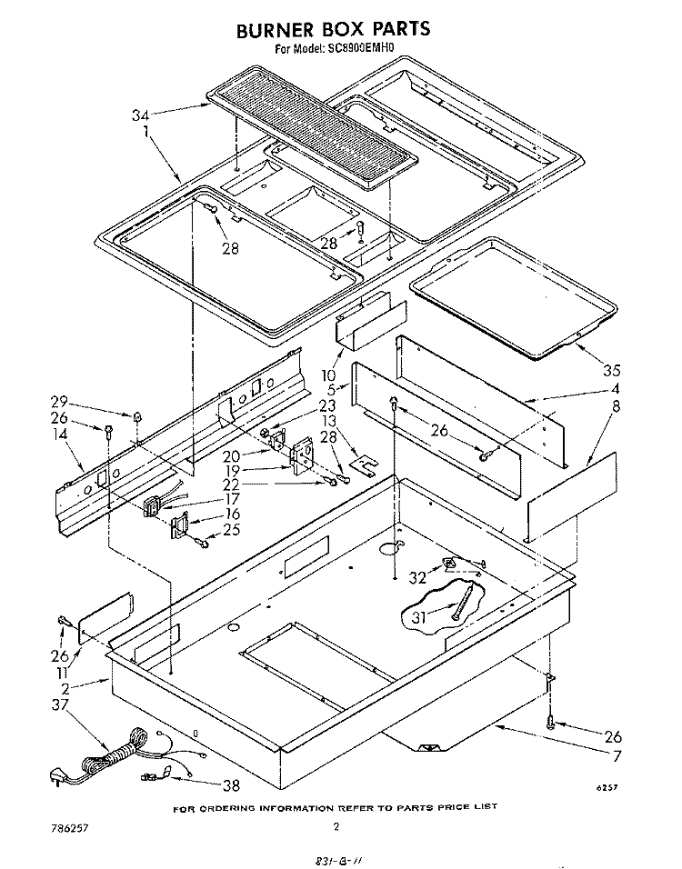 BURNER BOX , LITERATURE AND OPTIONAL Diagram and Parts List for SC8900EMH0  Whirlpool Cooktop