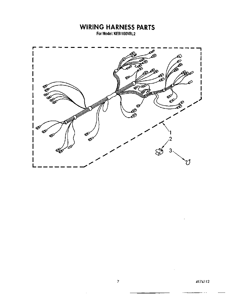 WIRING HARNESS Diagram and Parts List for KEBI100VBL2  KitchenAid Wall Oven