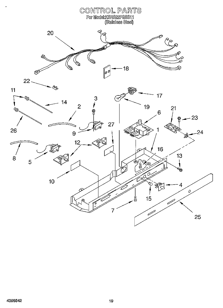 CONTROL, OPTIONAL Diagram and Parts List for KSRS22FGSS11  KitchenAid Refrigerator