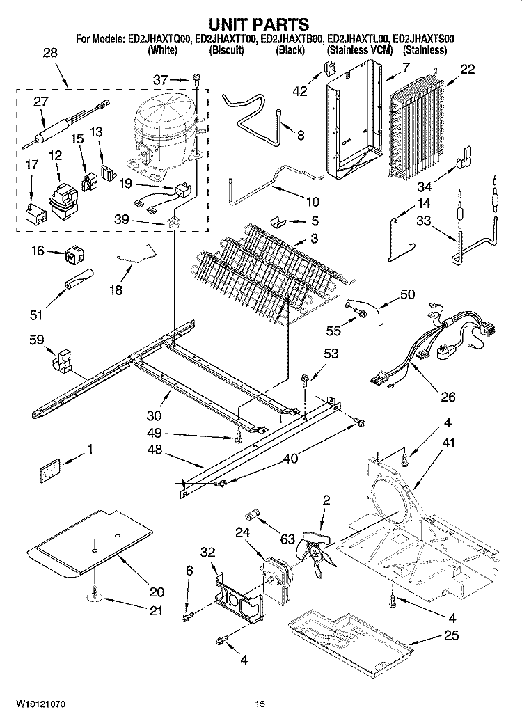UNIT PARTS Diagram and Parts List for ED2JHAXTB00  Whirlpool Refrigerator