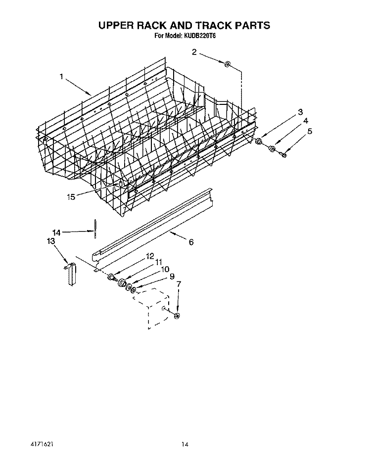 UPPER RACK AND TRACK Diagram and Parts List for KUDB220T6  KitchenAid Dishwasher
