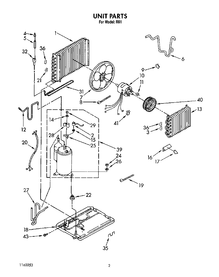 UNIT, LIT/OPTIONAL Diagram and Parts List for R61  Whirlpool Air Conditioner