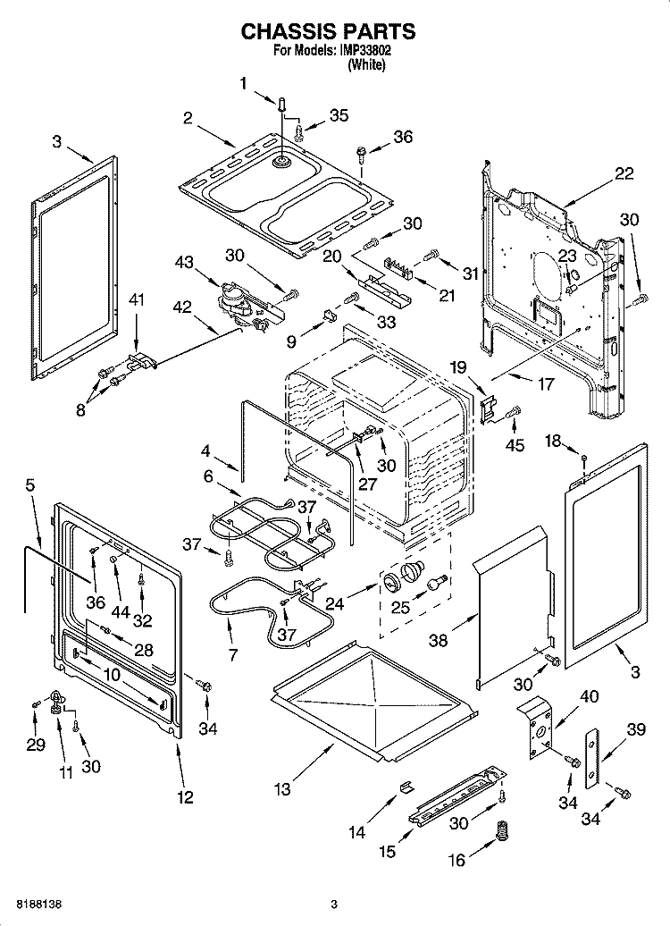 CHASSIS PARTS Diagram and Parts List for IMP33802  Inglis Range