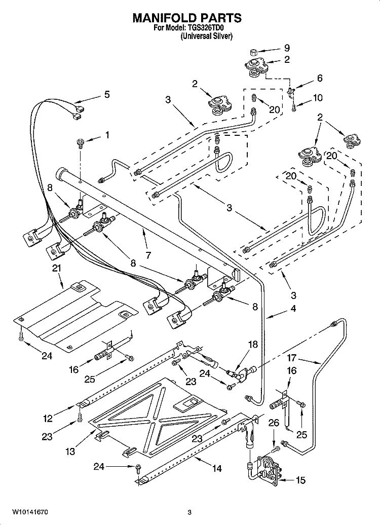 MANIFOLD PARTS Diagram and Parts List for TGS326TD0  Estate Range
