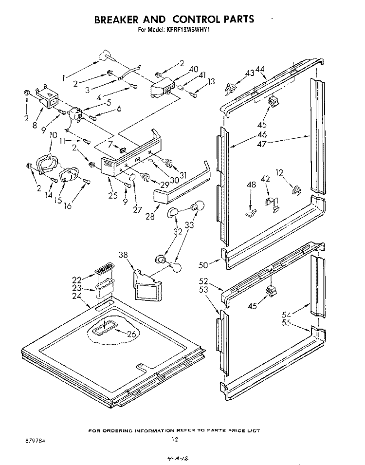 BREAKER AND CONTROL Diagram and Parts List for KFRF19MSWHY1  KitchenAid Refrigerator