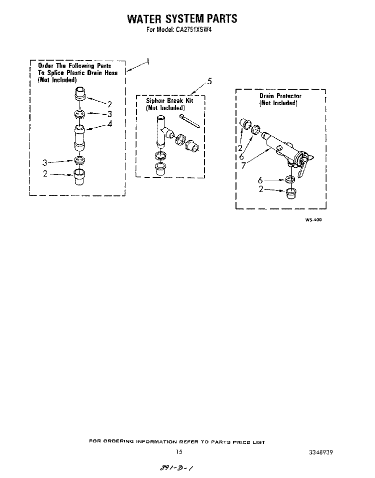 WATER SYSTEM Diagram and Parts List for CA2751XSW4  Whirlpool Washer