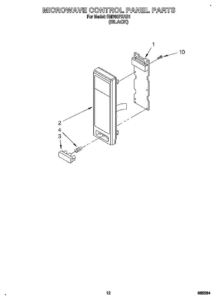 MICROWAVE CONTROL PANEL Diagram and Parts List for RM765PXAB1  Whirlpool Wall Oven