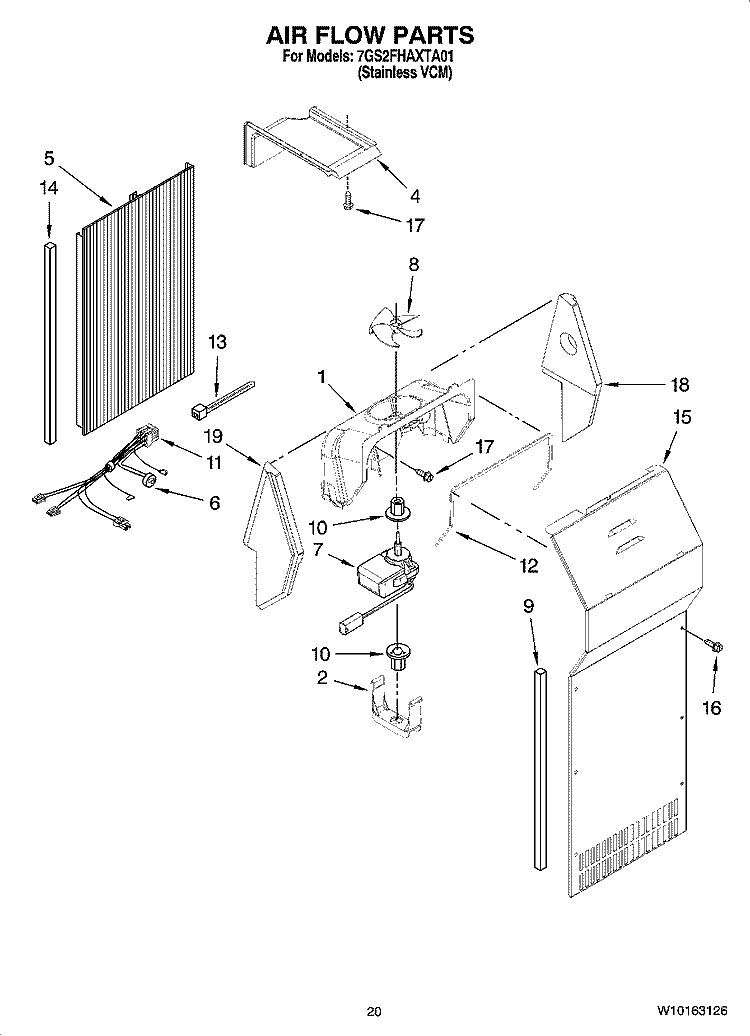 AIR FLOW PARTS, OPTIONAL PARTS (NOT INCLUDED) Diagram and Parts List for 7GS2FHAXTA01  Whirlpool Refrigerator