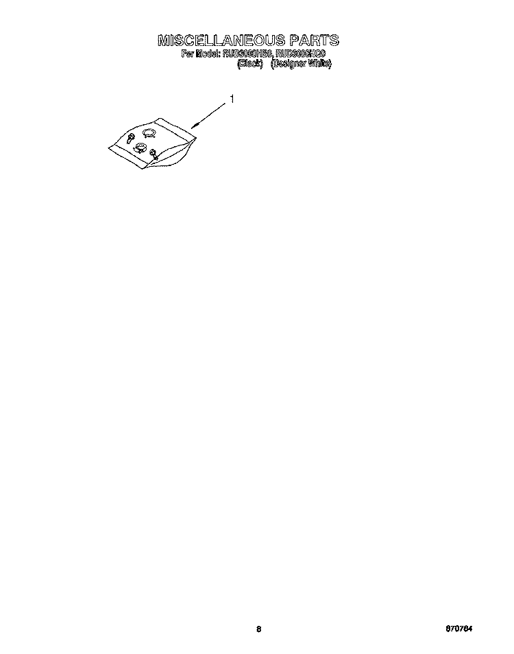MISCELLANEOUS, LIT/OPTIONAL Diagram and Parts List for RUD3000HB0  Roper Dishwasher