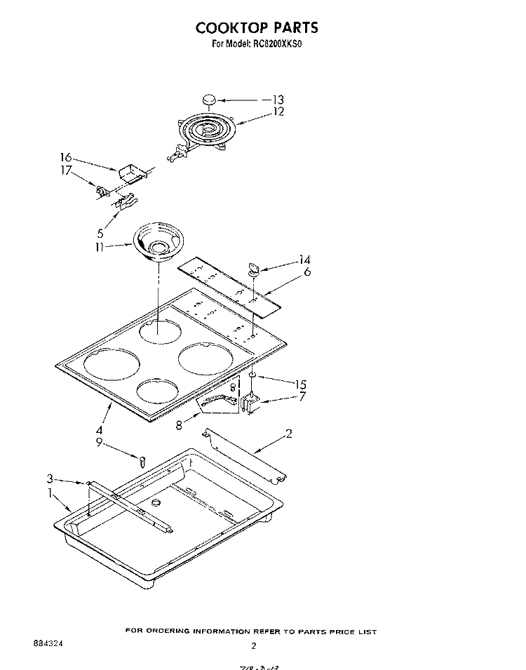 SECTION Diagram and Parts List for RC8200XKS0  Whirlpool Cooktop